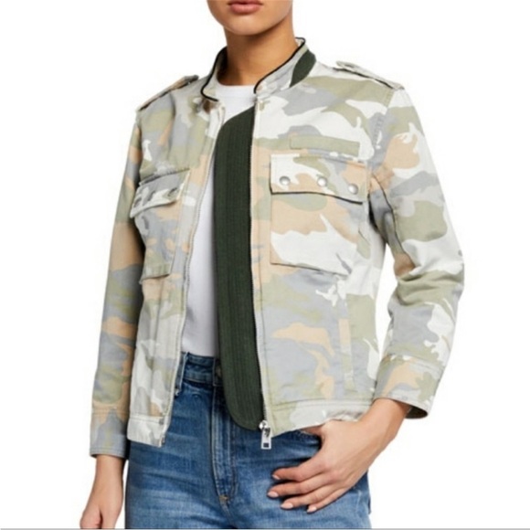 Zadig & Voltaire Cavi Camo Jacket Green Tan Casual Military Women Small Designer - Picture 2 of 13